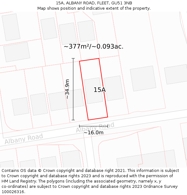 15A, ALBANY ROAD, FLEET, GU51 3NB: Plot and title map