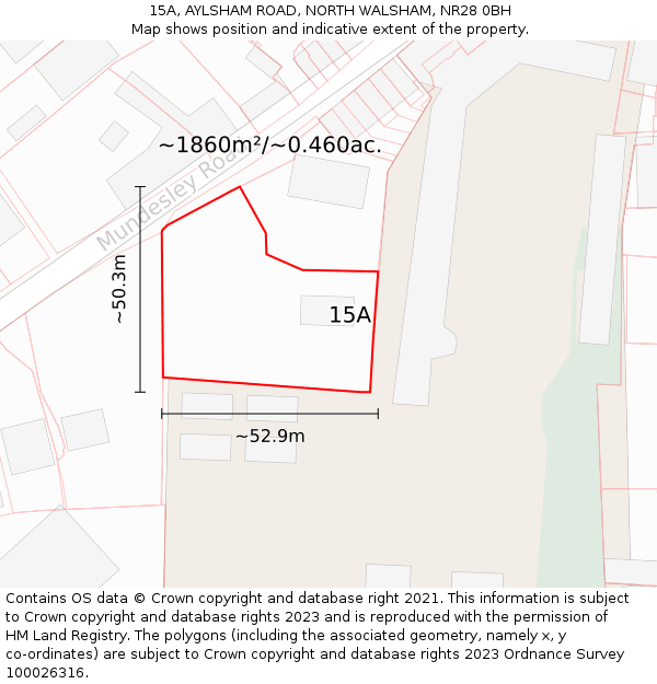 15A, AYLSHAM ROAD, NORTH WALSHAM, NR28 0BH: Plot and title map