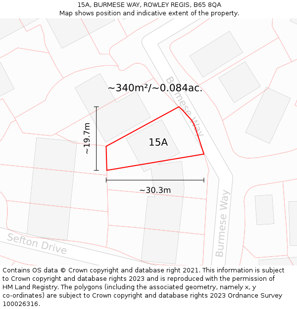 15A, BURMESE WAY, ROWLEY REGIS, B65 8QA: Plot and title map