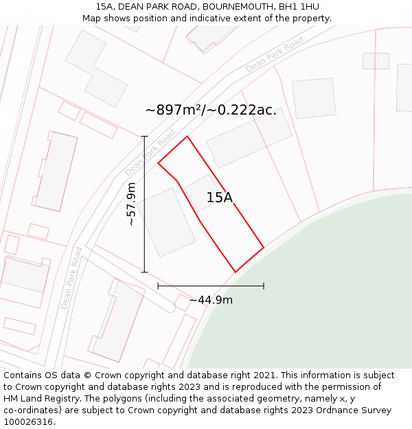 15A, DEAN PARK ROAD, BOURNEMOUTH, BH1 1HU: Plot and title map