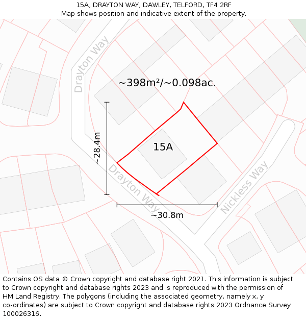 15A, DRAYTON WAY, DAWLEY, TELFORD, TF4 2RF: Plot and title map