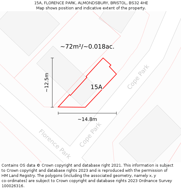 15A, FLORENCE PARK, ALMONDSBURY, BRISTOL, BS32 4HE: Plot and title map