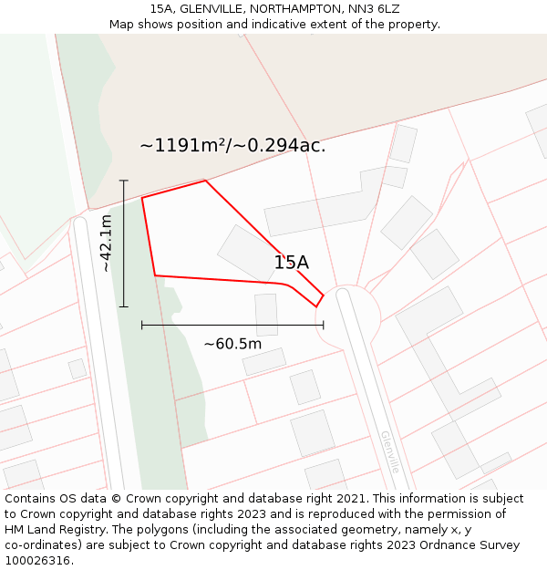15A, GLENVILLE, NORTHAMPTON, NN3 6LZ: Plot and title map