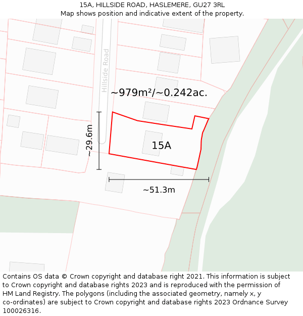 15A, HILLSIDE ROAD, HASLEMERE, GU27 3RL: Plot and title map