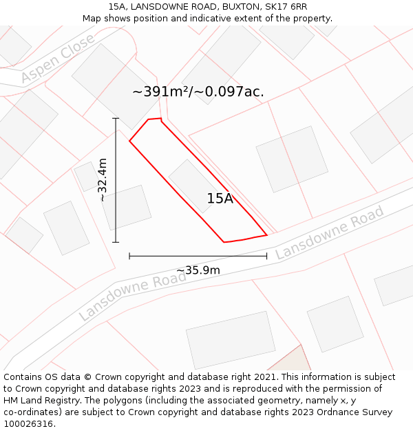 15A, LANSDOWNE ROAD, BUXTON, SK17 6RR: Plot and title map