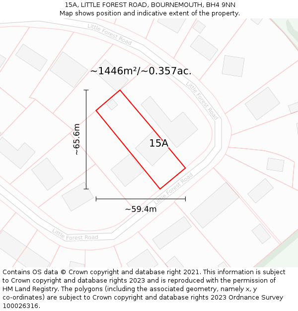 15A, LITTLE FOREST ROAD, BOURNEMOUTH, BH4 9NN: Plot and title map