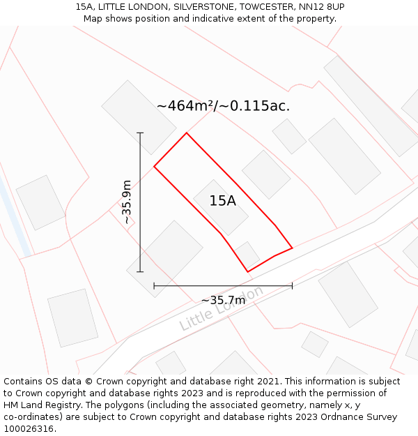 15A, LITTLE LONDON, SILVERSTONE, TOWCESTER, NN12 8UP: Plot and title map