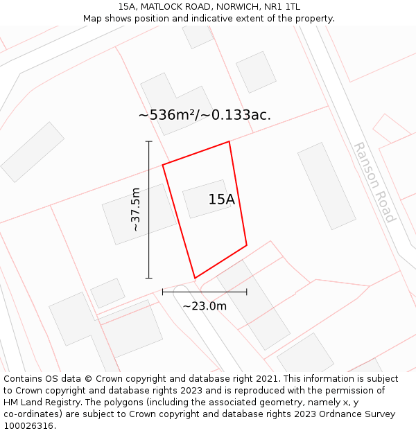 15A, MATLOCK ROAD, NORWICH, NR1 1TL: Plot and title map
