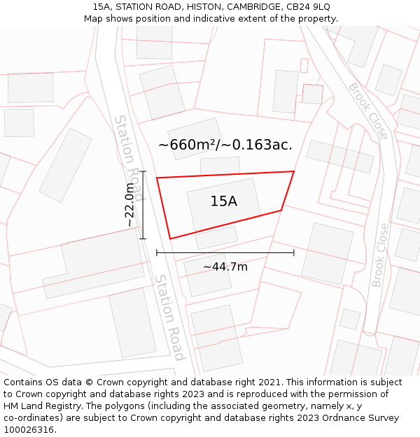 15A, STATION ROAD, HISTON, CAMBRIDGE, CB24 9LQ: Plot and title map