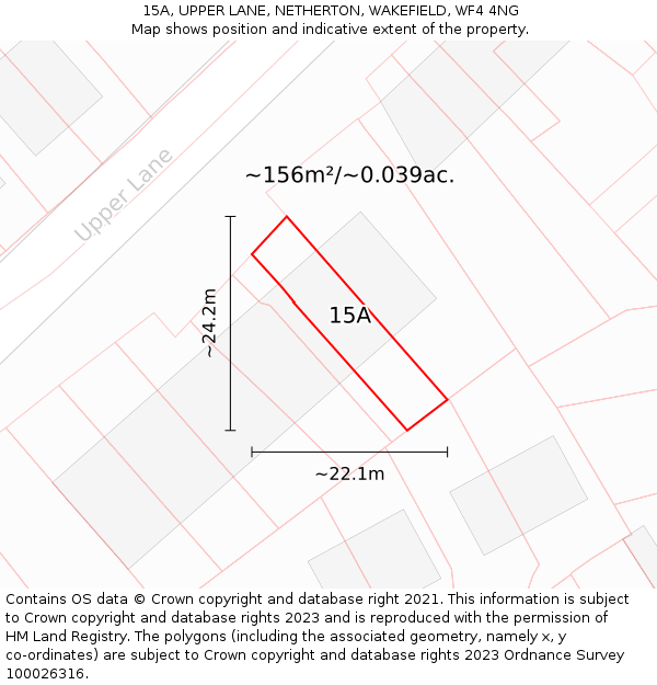 15A, UPPER LANE, NETHERTON, WAKEFIELD, WF4 4NG: Plot and title map