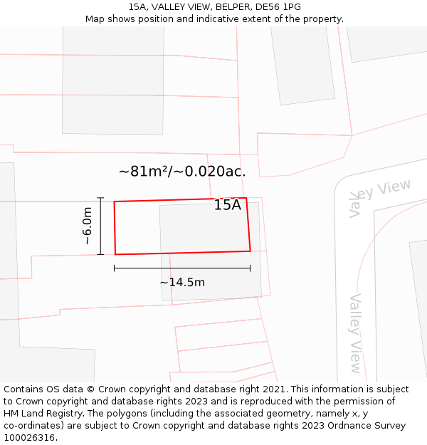 15A, VALLEY VIEW, BELPER, DE56 1PG: Plot and title map