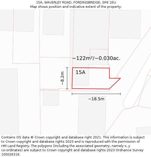 15A, WAVERLEY ROAD, FORDINGBRIDGE, SP6 1EU: Plot and title map