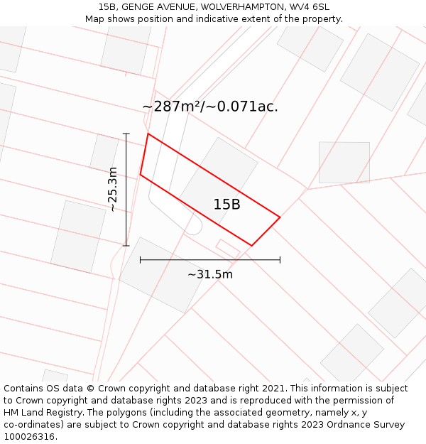 15B, GENGE AVENUE, WOLVERHAMPTON, WV4 6SL: Plot and title map