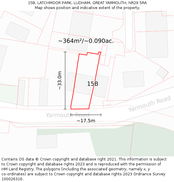 15B, LATCHMOOR PARK, LUDHAM, GREAT YARMOUTH, NR29 5RA: Plot and title map