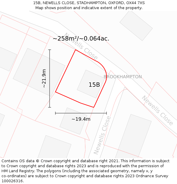 15B, NEWELLS CLOSE, STADHAMPTON, OXFORD, OX44 7XS: Plot and title map