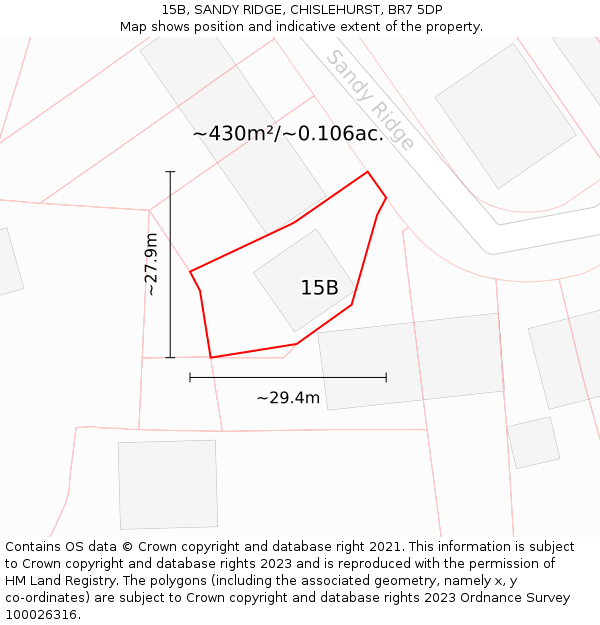 15B, SANDY RIDGE, CHISLEHURST, BR7 5DP: Plot and title map