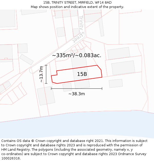 15B, TRINITY STREET, MIRFIELD, WF14 8AD: Plot and title map