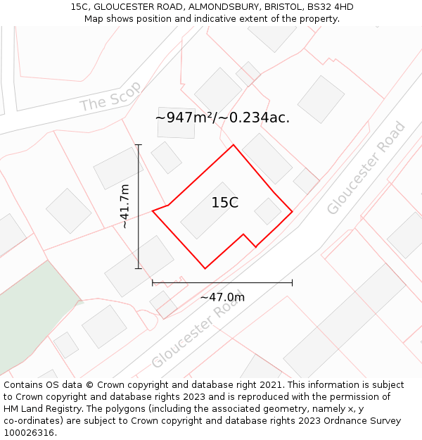 15C, GLOUCESTER ROAD, ALMONDSBURY, BRISTOL, BS32 4HD: Plot and title map