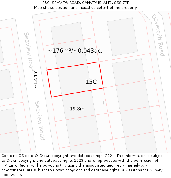 15C, SEAVIEW ROAD, CANVEY ISLAND, SS8 7PB: Plot and title map