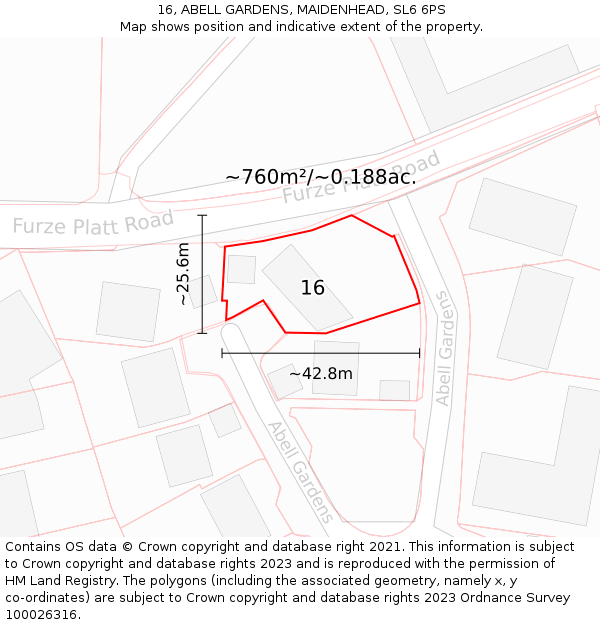 16, ABELL GARDENS, MAIDENHEAD, SL6 6PS: Plot and title map