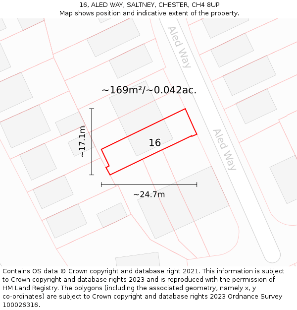 16, ALED WAY, SALTNEY, CHESTER, CH4 8UP: Plot and title map