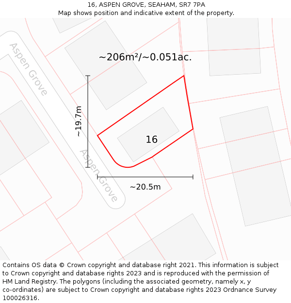 16, ASPEN GROVE, SEAHAM, SR7 7PA: Plot and title map