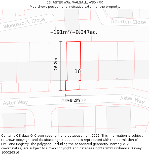 16, ASTER WAY, WALSALL, WS5 4RX: Plot and title map