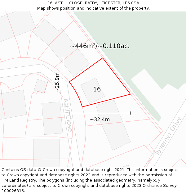 16, ASTILL CLOSE, RATBY, LEICESTER, LE6 0SA: Plot and title map