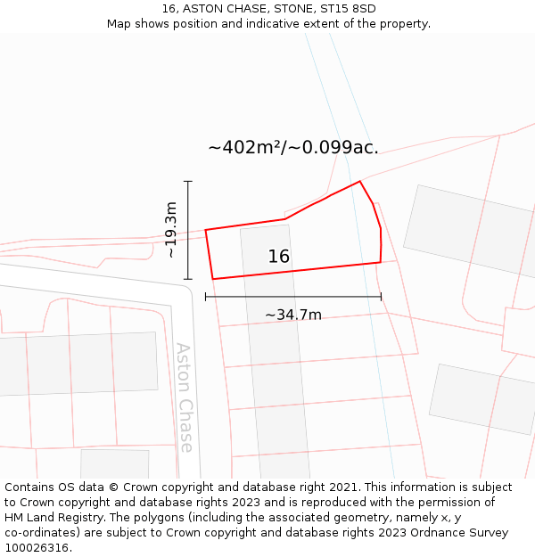 16, ASTON CHASE, STONE, ST15 8SD: Plot and title map