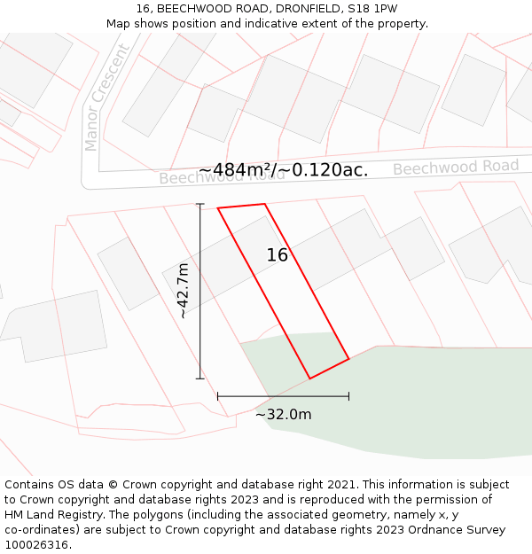 16, BEECHWOOD ROAD, DRONFIELD, S18 1PW: Plot and title map