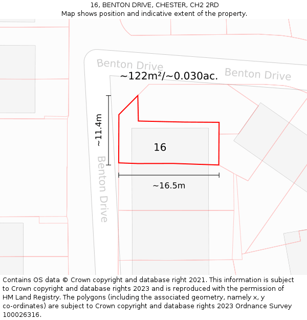 16, BENTON DRIVE, CHESTER, CH2 2RD: Plot and title map
