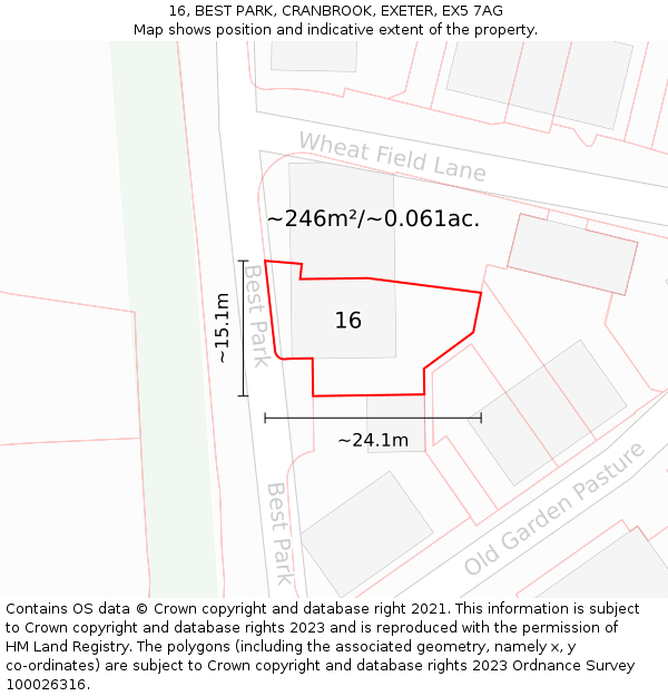 16, BEST PARK, CRANBROOK, EXETER, EX5 7AG: Plot and title map