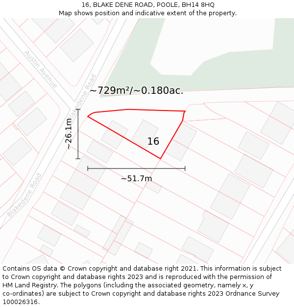 16, BLAKE DENE ROAD, POOLE, BH14 8HQ: Plot and title map