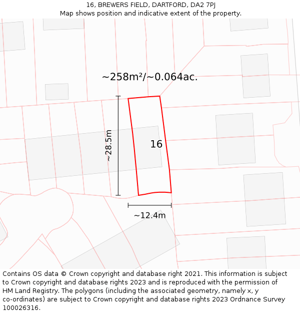 16, BREWERS FIELD, DARTFORD, DA2 7PJ: Plot and title map