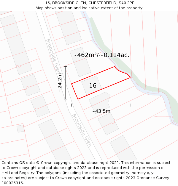16, BROOKSIDE GLEN, CHESTERFIELD, S40 3PF: Plot and title map