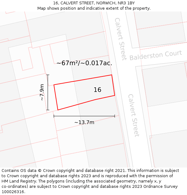 16, CALVERT STREET, NORWICH, NR3 1BY: Plot and title map