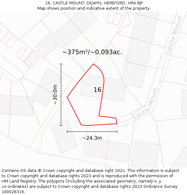 16, CASTLE MOUNT, DILWYN, HEREFORD, HR4 8JP: Plot and title map
