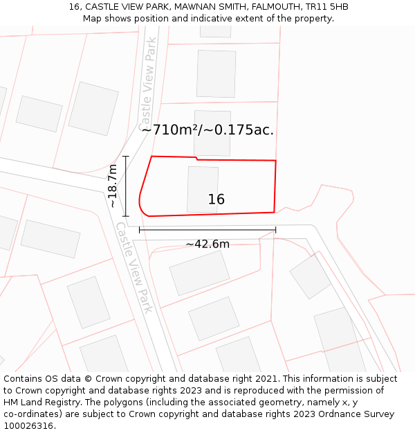 16, CASTLE VIEW PARK, MAWNAN SMITH, FALMOUTH, TR11 5HB: Plot and title map