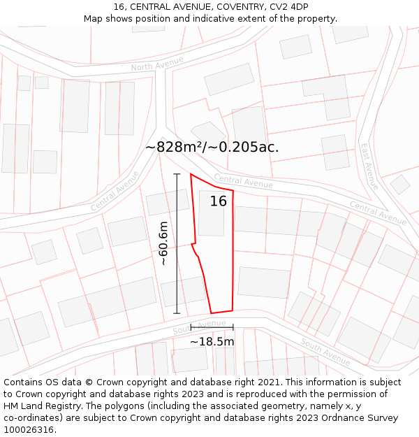 16, CENTRAL AVENUE, COVENTRY, CV2 4DP: Plot and title map