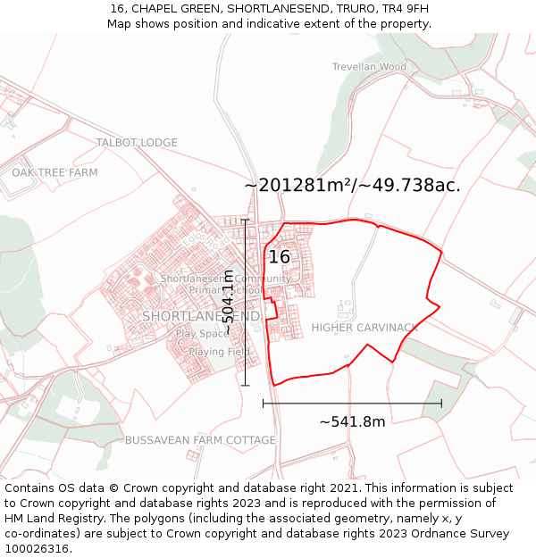 16, CHAPEL GREEN, SHORTLANESEND, TRURO, TR4 9FH: Plot and title map
