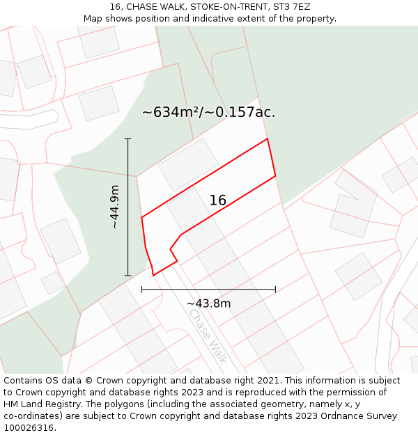 16, CHASE WALK, STOKE-ON-TRENT, ST3 7EZ: Plot and title map