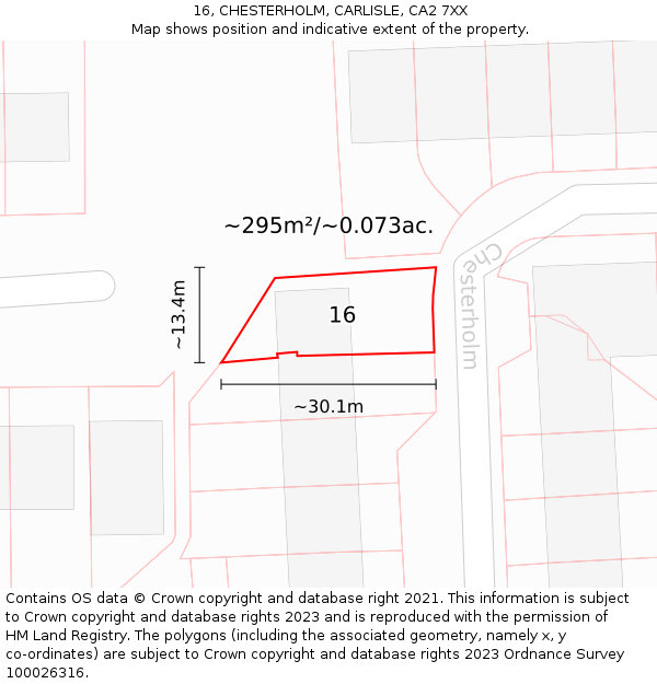 16, CHESTERHOLM, CARLISLE, CA2 7XX: Plot and title map
