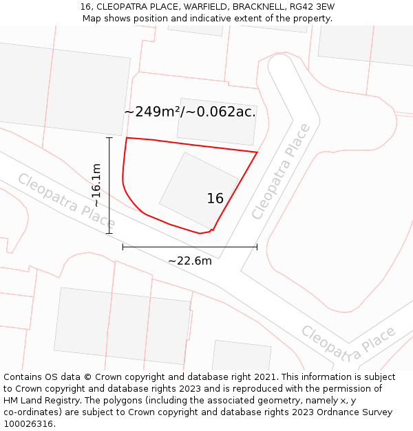 16, CLEOPATRA PLACE, WARFIELD, BRACKNELL, RG42 3EW: Plot and title map