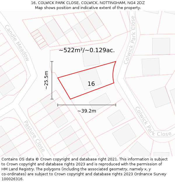 16, COLWICK PARK CLOSE, COLWICK, NOTTINGHAM, NG4 2DZ: Plot and title map