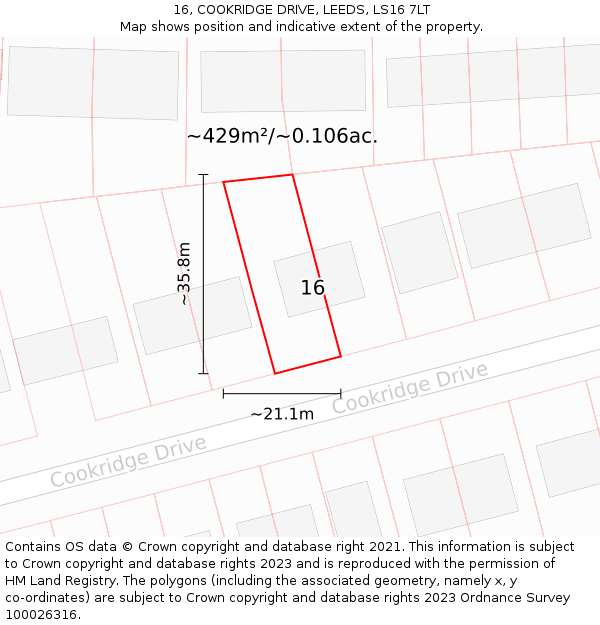 16, COOKRIDGE DRIVE, LEEDS, LS16 7LT: Plot and title map