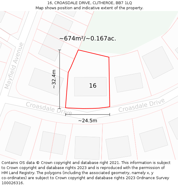 16, CROASDALE DRIVE, CLITHEROE, BB7 1LQ: Plot and title map