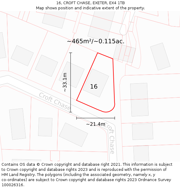 16, CROFT CHASE, EXETER, EX4 1TB: Plot and title map