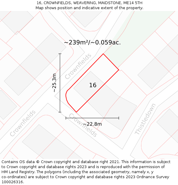 16, CROWNFIELDS, WEAVERING, MAIDSTONE, ME14 5TH: Plot and title map
