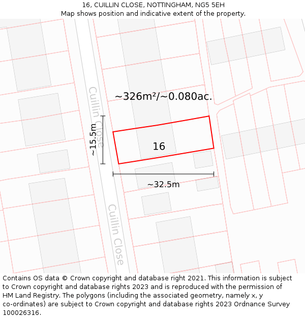 16, CUILLIN CLOSE, NOTTINGHAM, NG5 5EH: Plot and title map