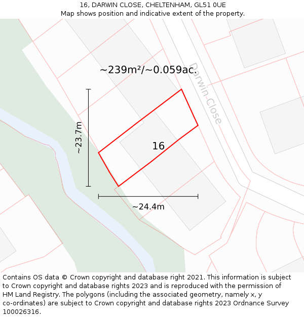16, DARWIN CLOSE, CHELTENHAM, GL51 0UE: Plot and title map